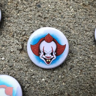 Rubber hose style pennywise the clown pinback button